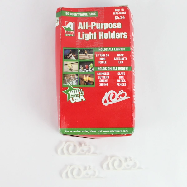 Lot of 309 Adams & Holiday Living Clear Plastic Light Clips, 100 S-Hook from HL