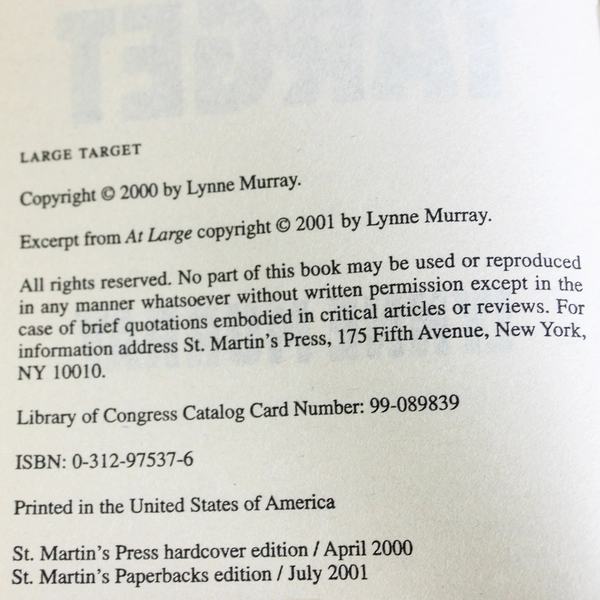 Large Target by Lynne Murray A Josephine Fuller Mystery 2001 Paperback