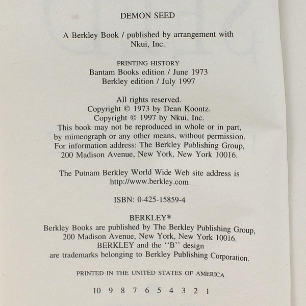 Demon Seed by Dean Koontz 1997 Paperback