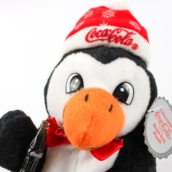 Collectible Coca-Cola Bean Bag Plush Penguin W/ Beanie Hat W/ Tag