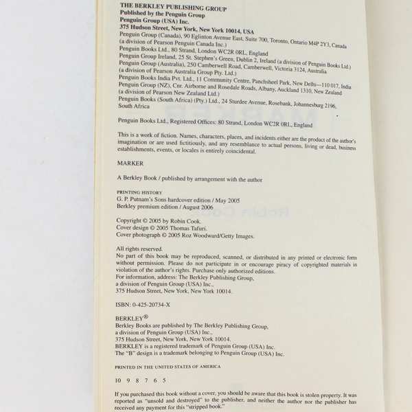 Marker by Robin Cook 2006 Paperback