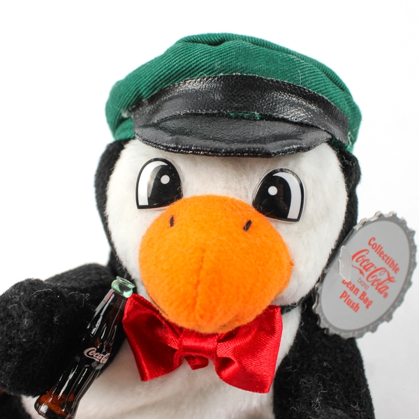 Collectible Coca-Cola Bean Bag Plush Penguin W/ Newsboy Hat W/ Tag