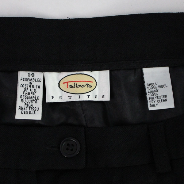 Talbots Petites Black High-Rise Wool Dress Pants Women's Size 14 Lined