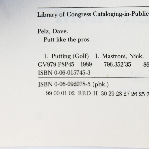 Putt Like the Pros by Dave Pelz Nick Mastroni Scientific Way to Improve 1991 PB