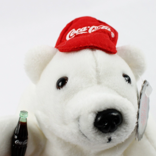 Collectible Coca-Cola Bean Bag Plush White Polar Bear W/ Cap Hat W/ Tag