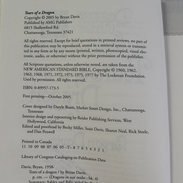 Tears of a Dragon (Dragons in Our Midst #4) by Bryan Davis 2005 PB