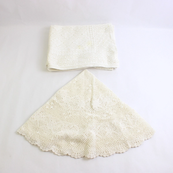 Large Mixed Lot of White and Off-White Tablecloths for DIY Fabric Crafts Flawed