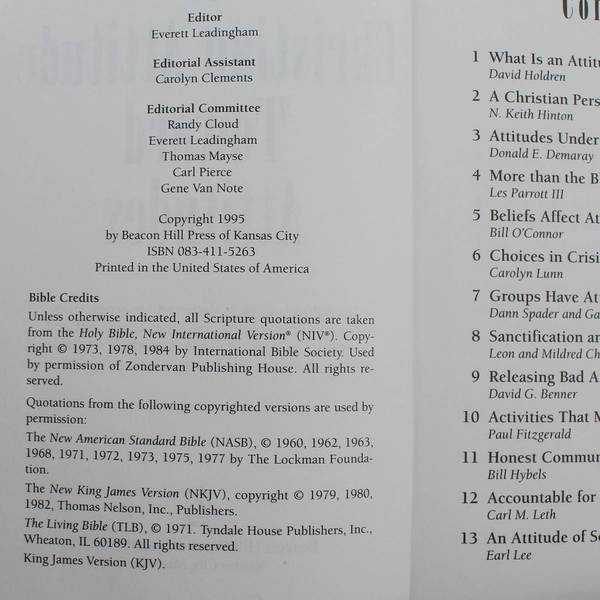 A Christian Attitude Toward Attitudes Paperback by Everett Leadingham 1995