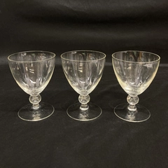 Set of 3 Crystal Ball Stem Wine Glasses 5 Inch