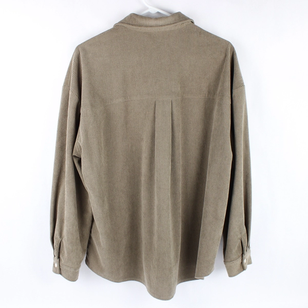 Dazy Taupe Corduroy Long-Sleeved Button-Up Shirt Women's Medium