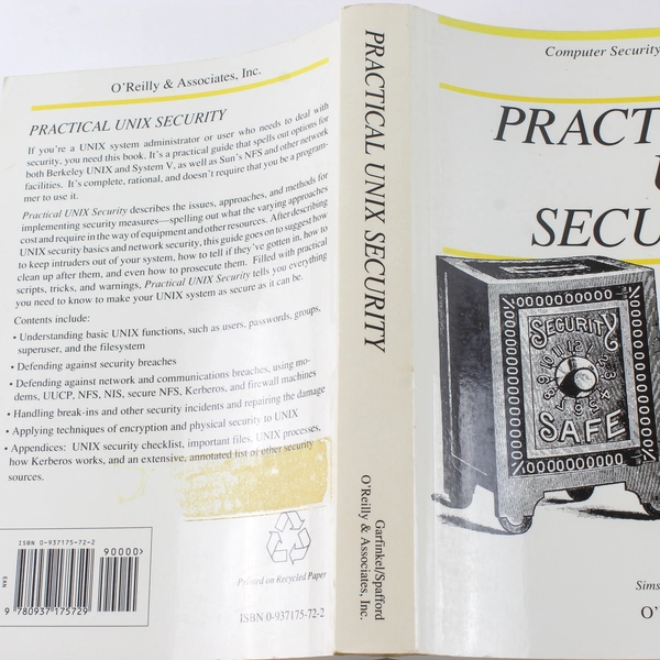 Practical UNIX Security by Spafford & Garfinkel 1991 Paperback - Good Cond.