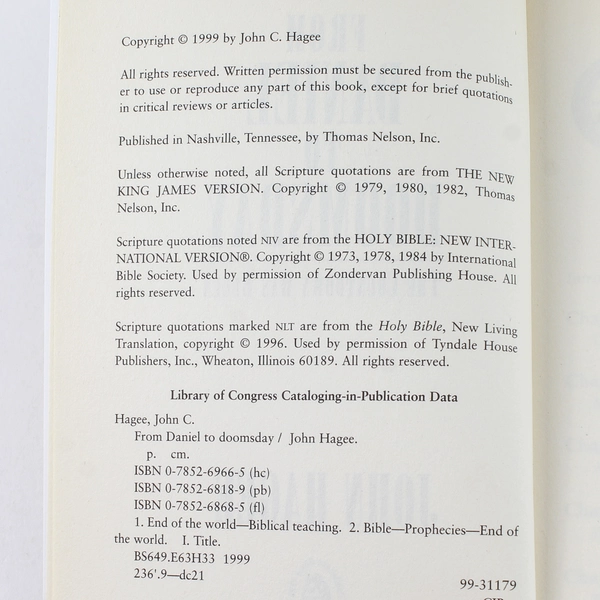 From Daniel to Doomsday by John Hagee Paperback - Good Condition 2000