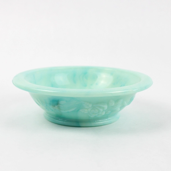 Vintage Avon Green Swirl Milk Glass Pitcher With Stopper and Basin