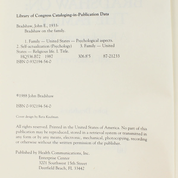 Bradshaw on the Family by John Bradshaw 1988 Paperback