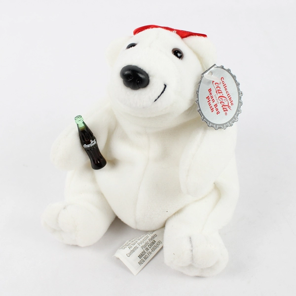 Collectible Coca-Cola Bean Bag Plush White Polar Bear W/ Hair Bow W/ Tag