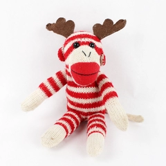 Galerie Sock Monkey Striped Red/White Plush Doll Toy Amimal