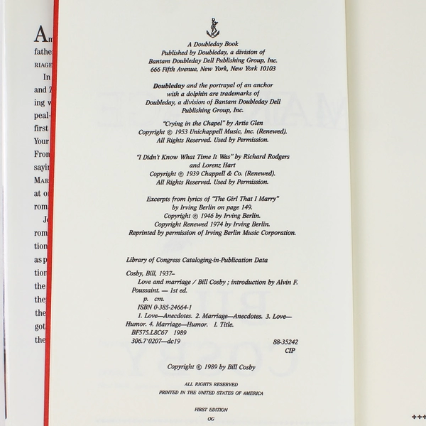 Love and Marriage by Bill Cosby 1989 Hardcover