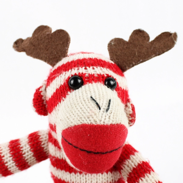 Galerie Sock Monkey Striped Red/White Plush Doll Toy Amimal