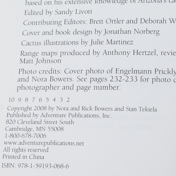 Cactus of Arizona Field Guide by Nora & Rick Bowers 2008 Paperback Book