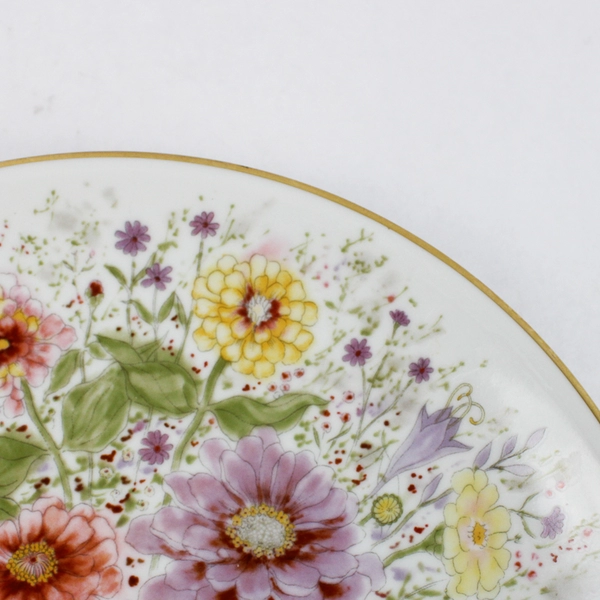 Hutschenreuther Decortative Plate 'Zinnias In A Sugar Bowl' By Daris Carroll 
