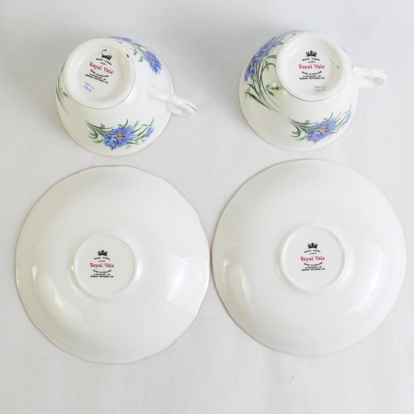 Set of 2 Ridgway Potteries Royal Vale blue Cornflower Cup And Saucer Sets