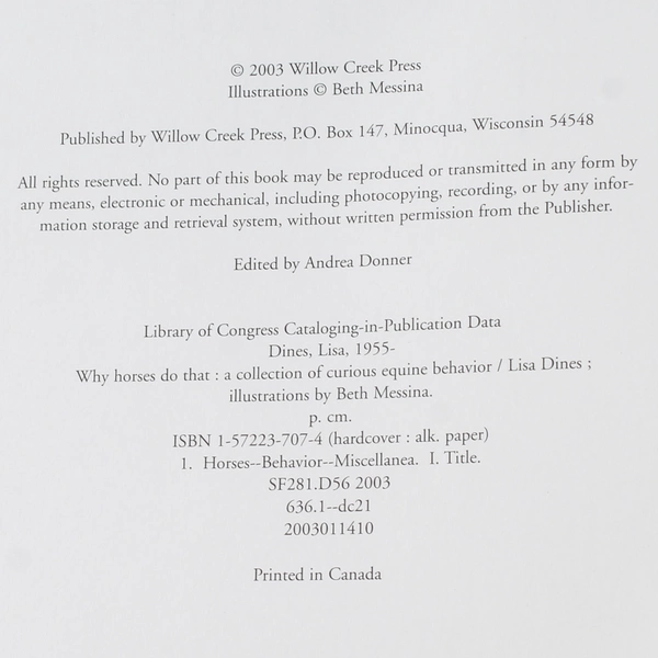 Why Horses Do That by Lisa Dines Curious Equine Behaviors Book HC