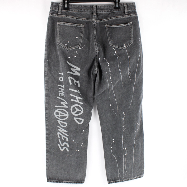 Unbranded Jeans Dark Grey Decorative Paint Stains Womens Size 49