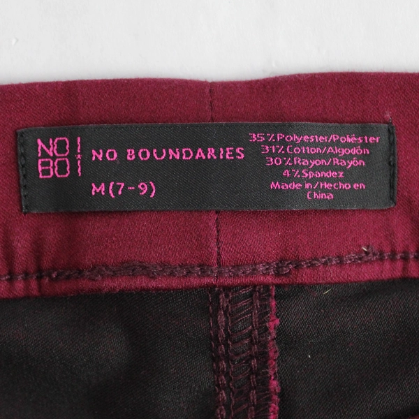 No Boundaries Maroon Stretch Pull On Pants Women's Junior Size Medium 7-9