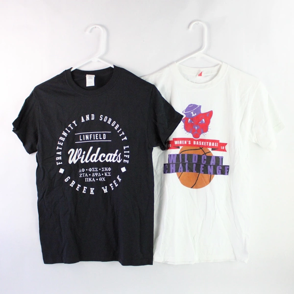 Lot of 2 Linfield Women's Size S Graphic T-Shirts Black & White