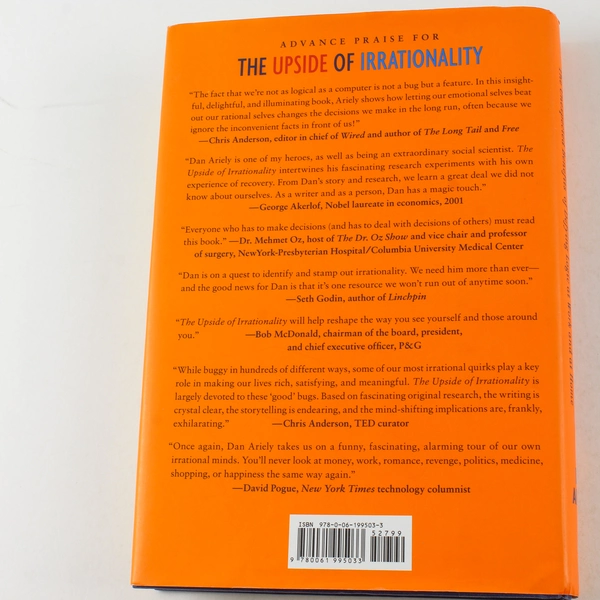 The Upside of Irrationality by Dan Ariely 2010 Hardcover - Good Condition
