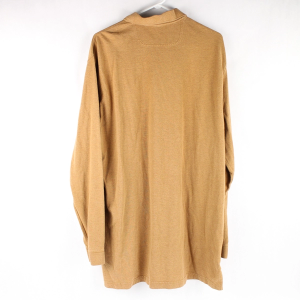 Unbranded Brown Long Sleeve Polo Shirt Men's Size 2XL Solid Color Cotton