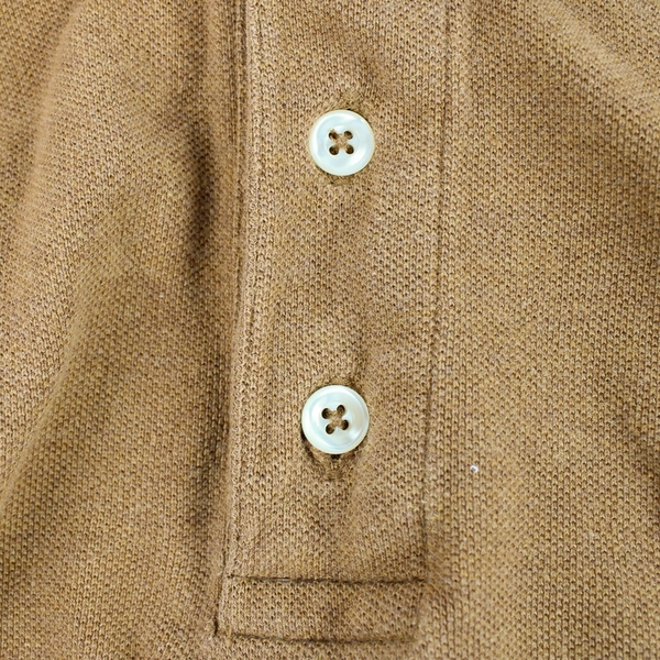 Unbranded Brown Long Sleeve Polo Shirt Men's Size 2XL Solid Color Cotton