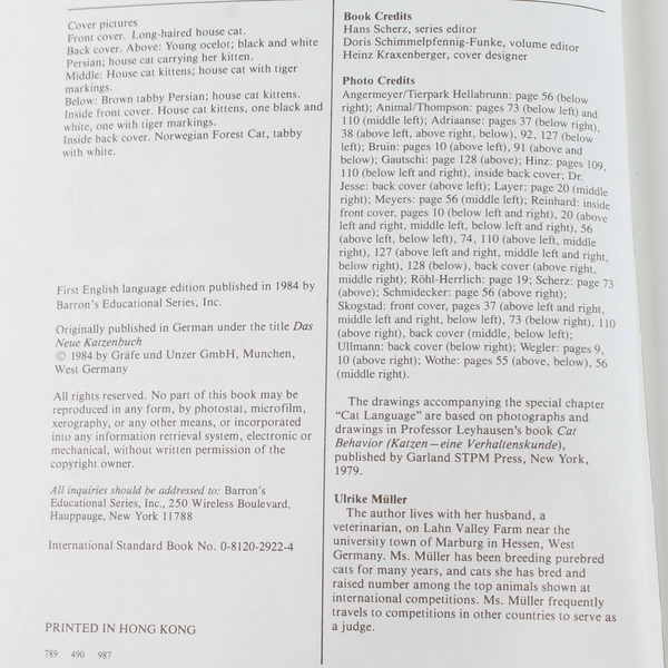 New Cat Handbook by Ulrike Muller 1984 Paperback - Cat Care & Behavior Guide