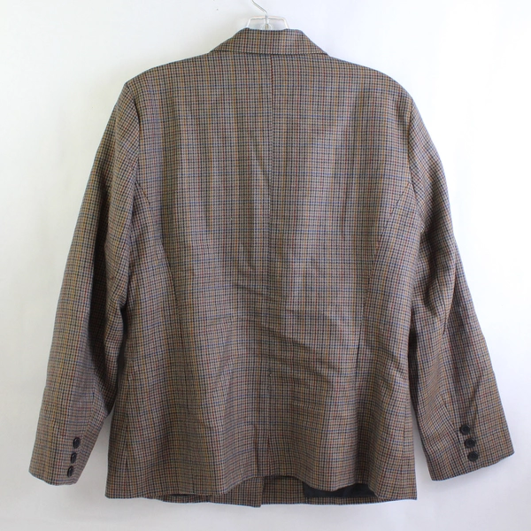 Halston Brown Multicolor Houndstooth Pattern Wool Suit Jacket Women's Size 10