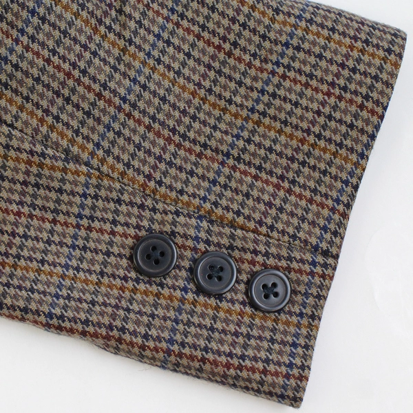 Halston Brown Multicolor Houndstooth Pattern Wool Suit Jacket Women's Size 10