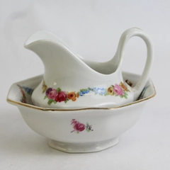 Vintage Schumann Bavaria Germany Floral Garland Creamer & Open Sugar Bowl