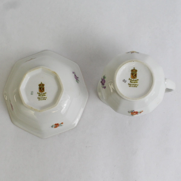 Vintage Schumann Bavaria Germany Floral Garland Creamer & Open Sugar Bowl
