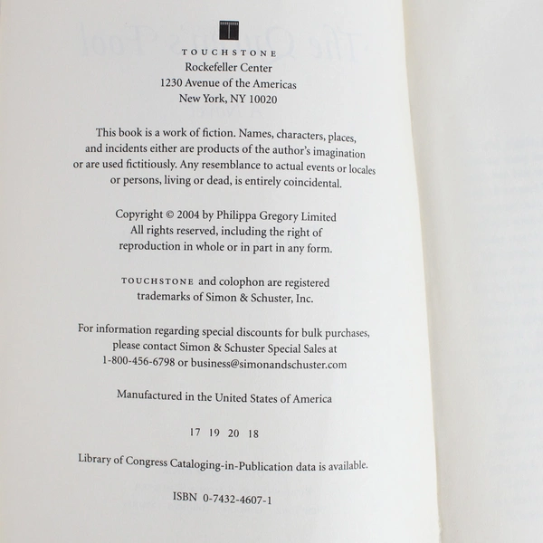 The Queen's Fool by Philippa Gregory 2004 Touchstone Paperback - Pre-Owned