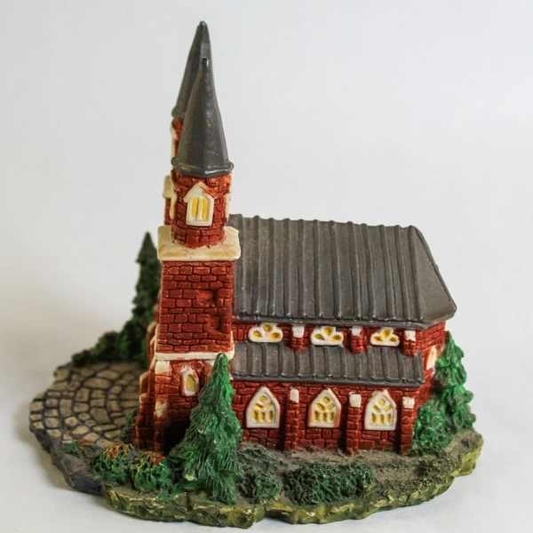 1987 Dept 56 Dickens Village Miniature Brick Abbey 5" Figurine - Holiday Decor