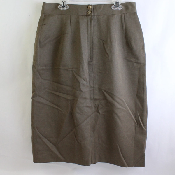 Talbots Petite Collection Solid Brown Wool Pencil Skirt Women's Size 12