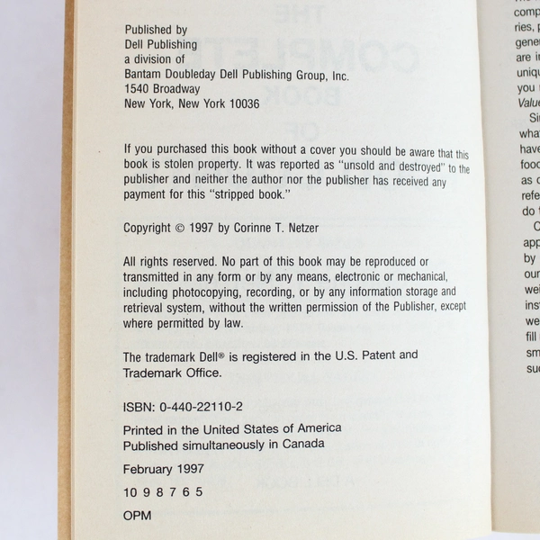 The Complete Book of Food Counts by Corinne T. Netzer 1997 PB - Good Condition