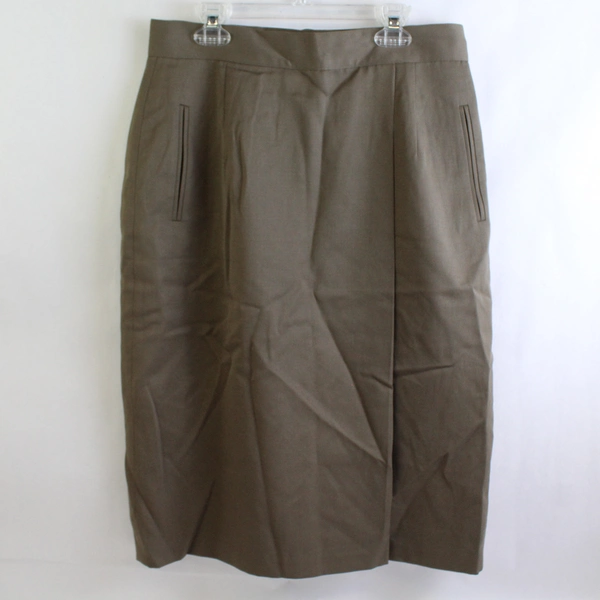 Talbots Petite Collection Solid Brown Wool Pencil Skirt Women's Size 12