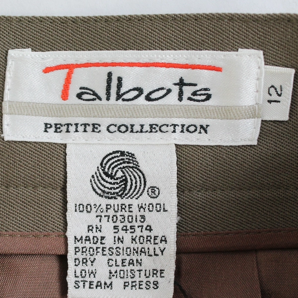 Talbots Petite Collection Solid Brown Wool Pencil Skirt Women's Size 12