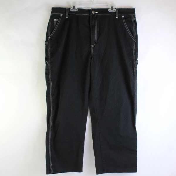 Dickies Relaxed Fit Carpenter Cropped Pants Cotton Stretch Women's 34R Altered