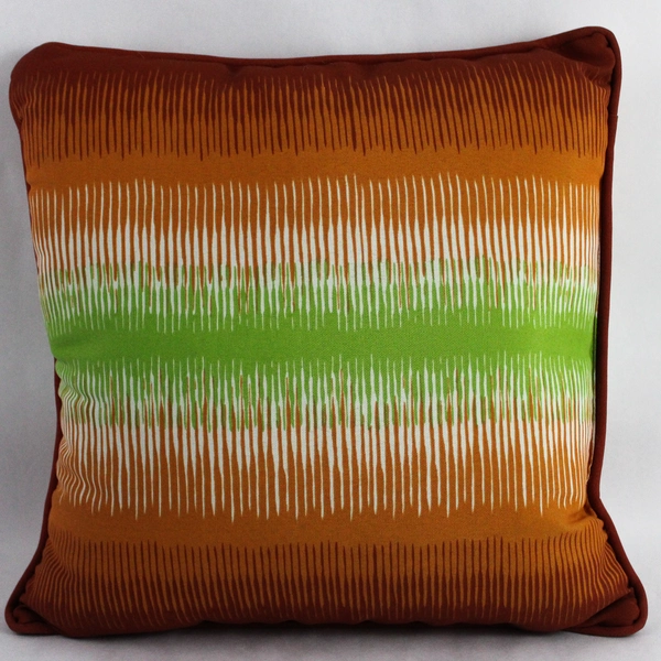 Brown Orange Green White Throw Pillow 15" x 15" Abstract Striped Pattern