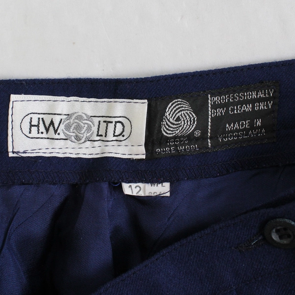 Vintage H.W. LTD. Navy Blue Pleated Wool Dress Pants Women's Size 12