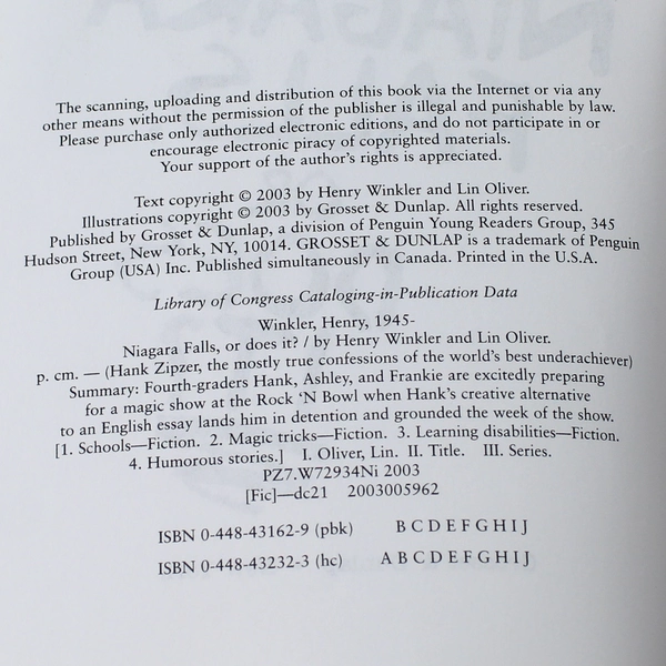 Niagara Falls or Does It Henry Winkler Lin Oliver 2003 Paperback