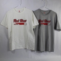 Lot of 2 Hanes Men's Red Heat Fast Pitch T-Shirts Gray & White Size L