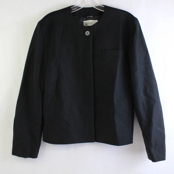 Vintage Bankers Club Black Button-Front Wool Jacket Women's Size 8