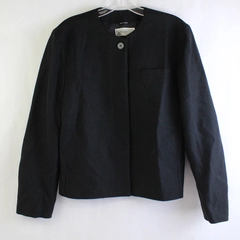Vintage Bankers Club Black Button-Front Wool Jacket Women's Size 8